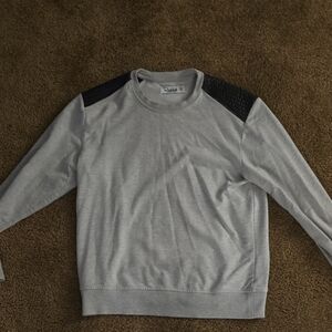 Classic Gray Crewneck Sweater with Black Accents
